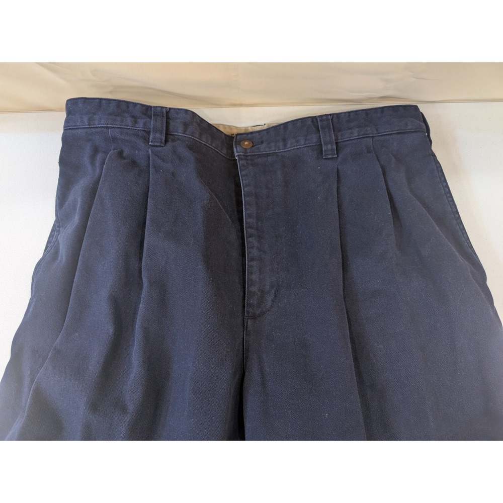 Abercrombie & Fitch Mens Navy Blue Pleated Chino Dress Pants Trousers 38W 32L - Picture 4 of 6